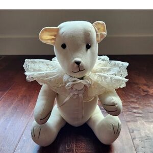 White Lace Collar Stuffed Bear
